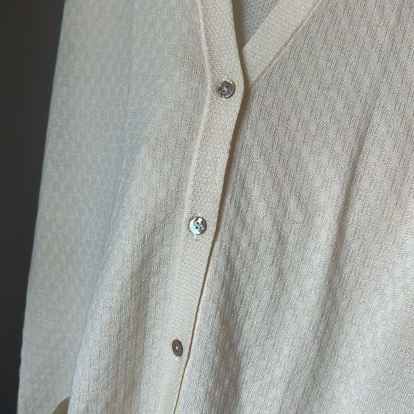 Barneys New York Cashmere Silk Merino Knit Vest Cream Textured Made in Italy - Picture 11 of 13